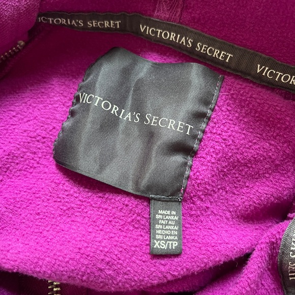 Victoria Secret Angel fuchsia Purple Gold Sequins Heart zip-up hoodie, size xs - Picture 5 of 7